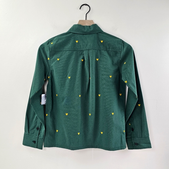 Disney Kids Green and Yellow Mickey Mouse Icon Button Front Shirt Size 11/12 NWT - Picture 3 of 7